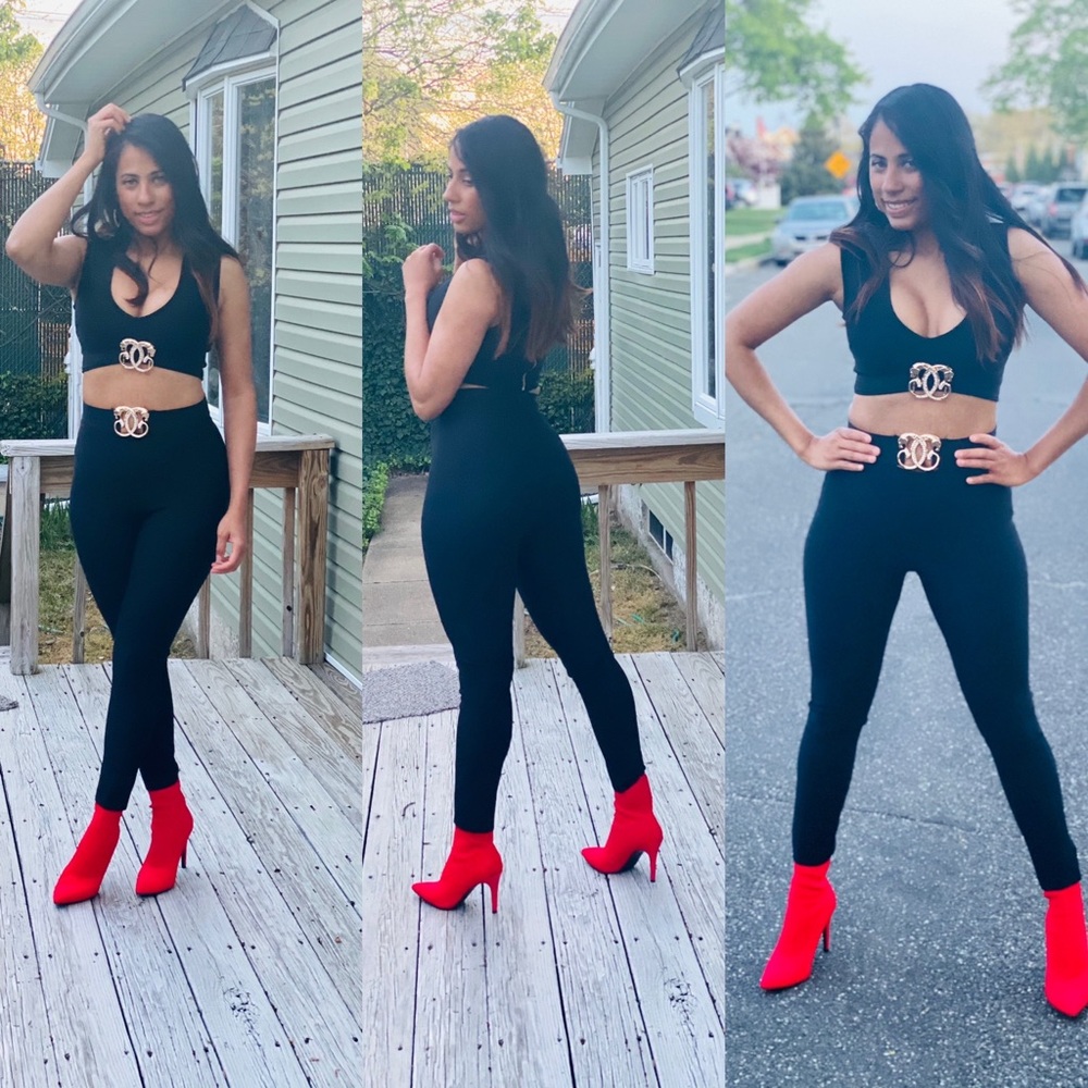 bandage top and pants set, size XS, black